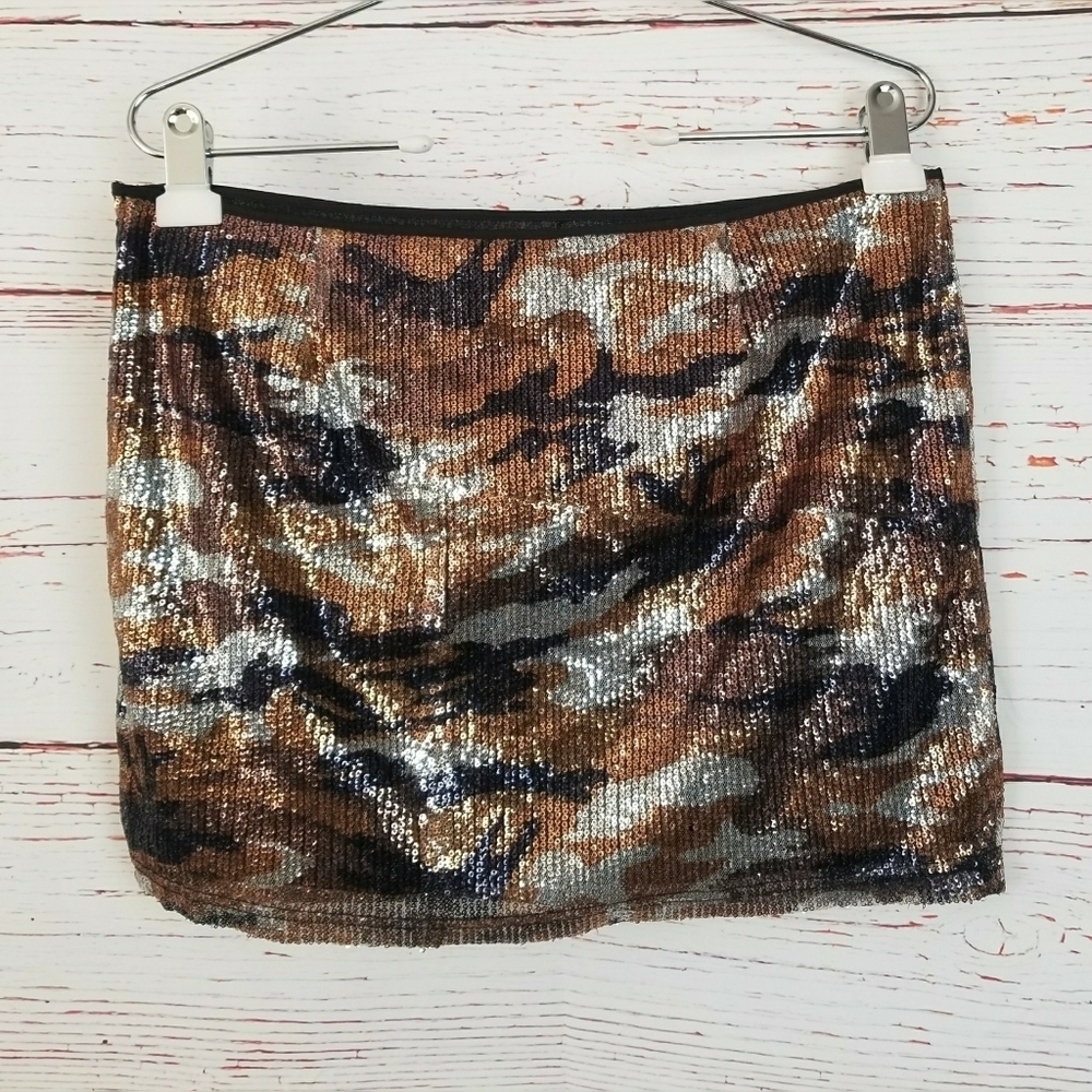 COSTA BLANCA // sequin camo mini skirt
